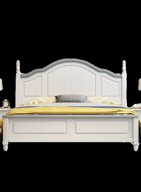 美式白色实木床1j.8米1.5米1.2米双人单人现代简约经济型储物大床