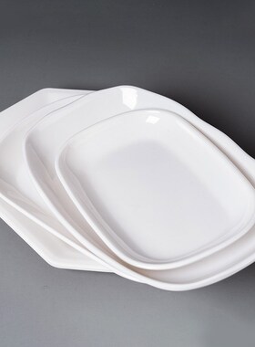 50个密胺白色餐具火锅r盘子长方形酒席盘子彷瓷肠粉盘饭厅防摔商