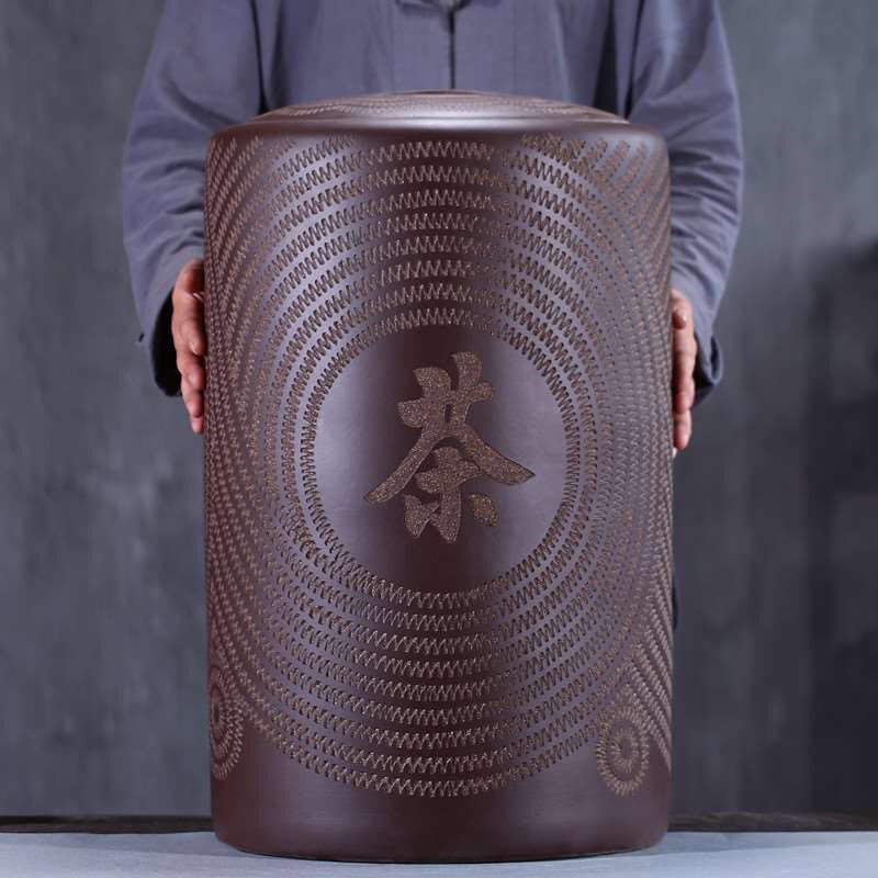 宜兴大号紫砂茶叶罐特大号u茶叶缸手工普洱散茶饼罐大码密封存茶