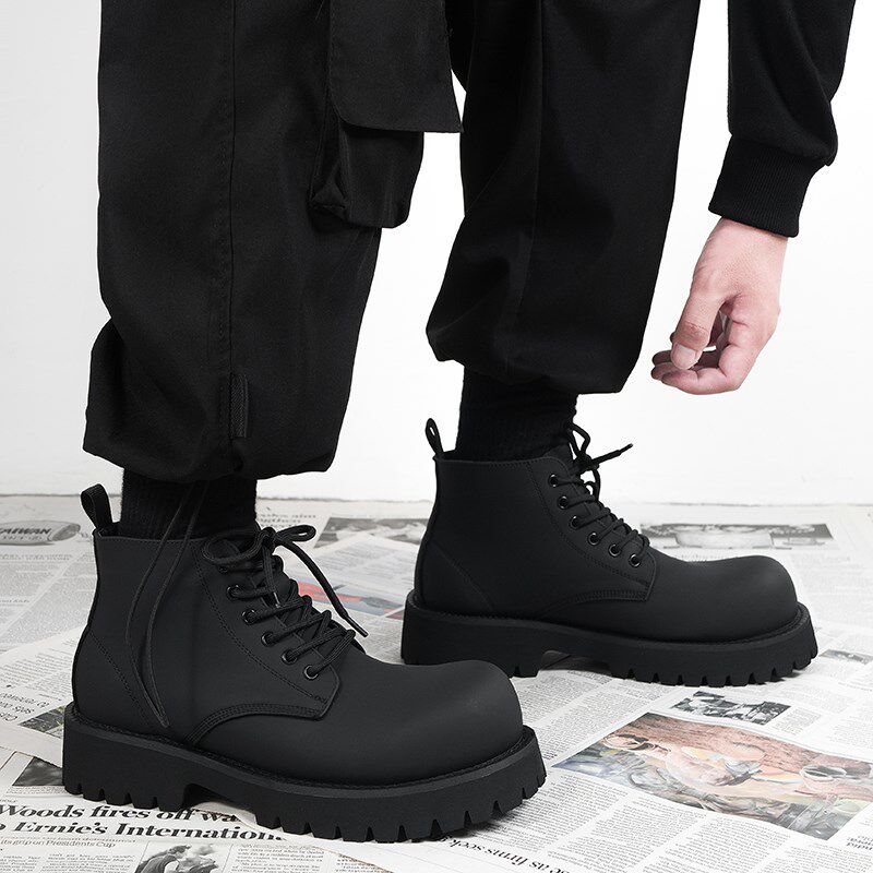 马丁靴男款2024新o款厚底增高皮靴子英伦风高帮皮鞋中帮透气短靴