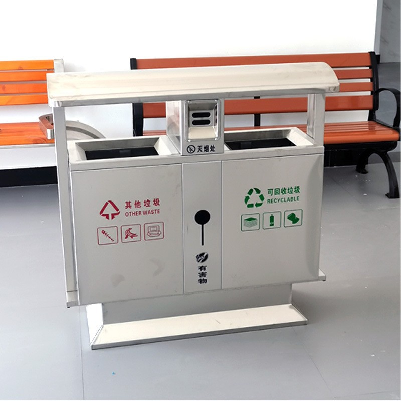不锈钢加厚防臭户外垃圾桶