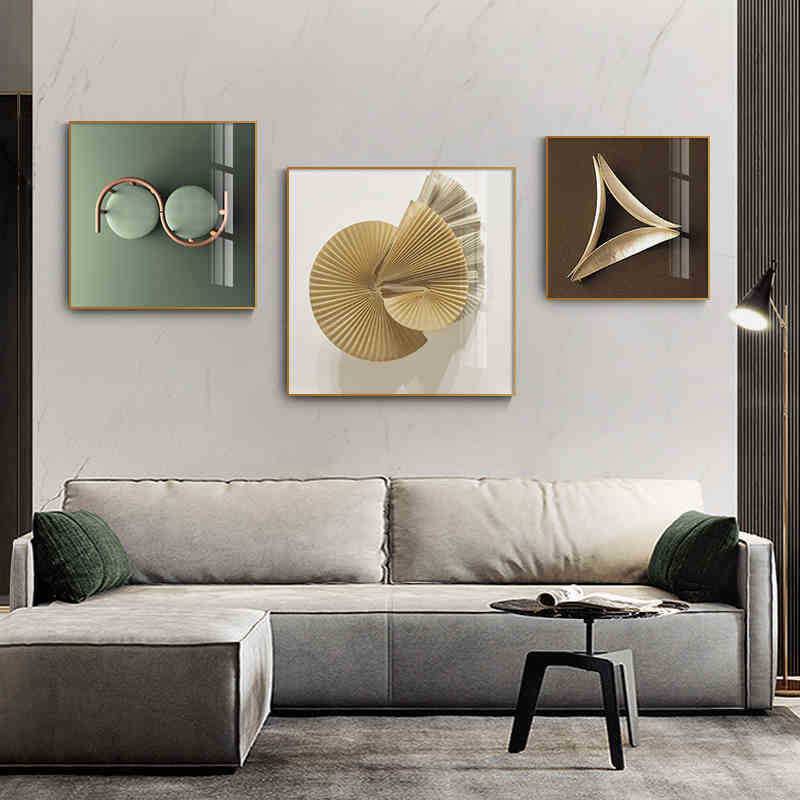 现代艺术简约客厅装饰画正方形几何抽象组合挂画轻奢餐厅卧室图片