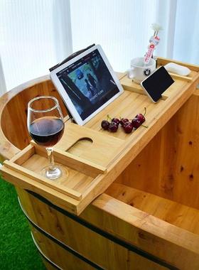 竹制缸置浴物架可伸缩多浴室泡UNE架澡收纳功能免打孔浴桶浴缸板