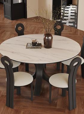 V复古岩板木可餐桌伸缩8方圆两用黑色202CZ-9155新款意式轻奢实餐