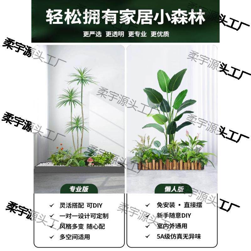 绿假植造景仿F77TTT66室内生花树布置阳台入户玄关露风景观植物造