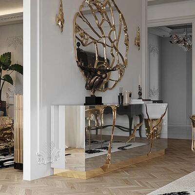 物意式轻奢餐边柜不玄锈钢豪宅别墅58611设计师柜款入户关门厅靠