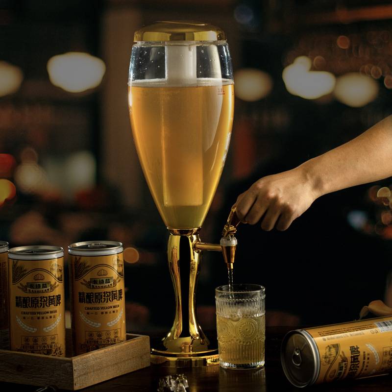 新款酒炮双头3L扎啤酒炮商用发光可乐桶啤酒塔酒吧酒桶5L饮料桶