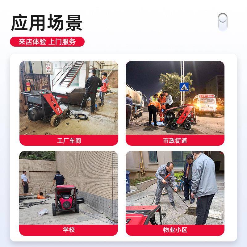 斯奔1740下水道疏管柴道疏通机工冲业污水管洗汽油电动高压通管道