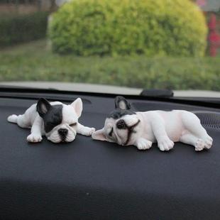 车S8H创意法国斗牛犬狗汽车摆件车可爱载狗狗饰品内916中控装 台仿