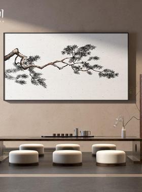 新中式装饰画厅卧室床客头室壁画茶横版中风古TLK典松国树样板间