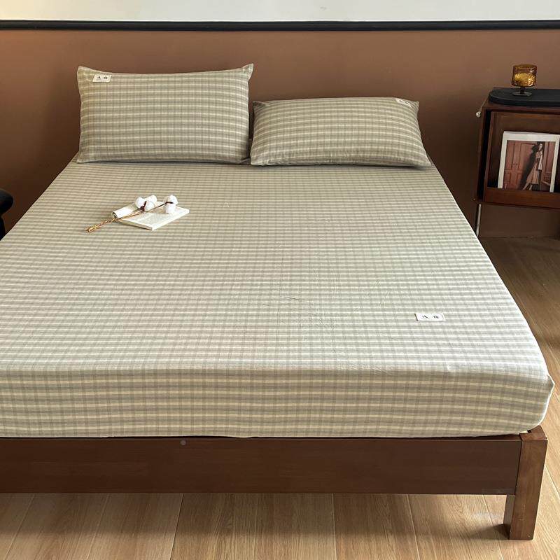 A笠类全色织格子床笠床笠棉床单件纯棉床罩床垫床上保护罩床式活