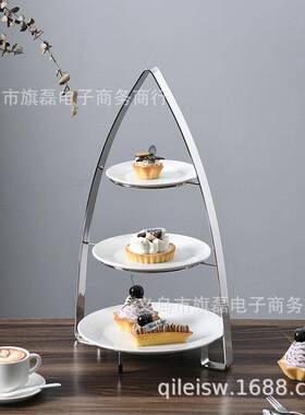 欧式奢示下午茶点心架酒店餐厅三层蛋糕架不甜品台展架RRW锈轻钢