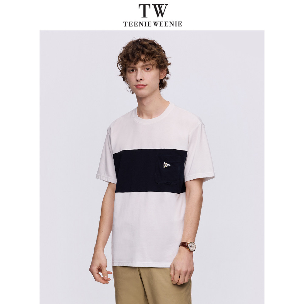 TeenieWeenie小熊男装字母撞色T恤男2024夏季新款