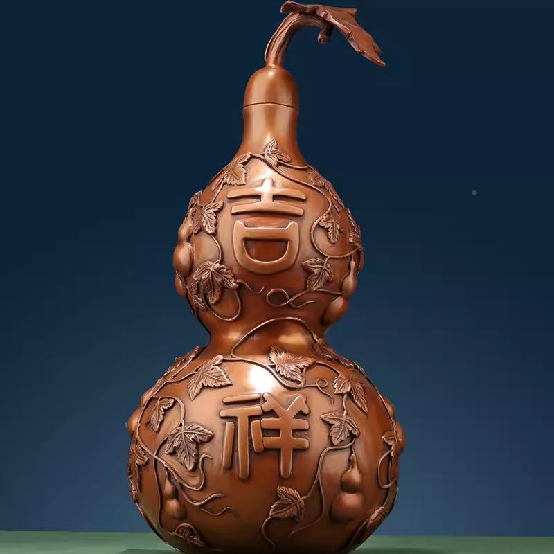 纯铜意葫芦酒摆件开盖空ZTSJXRYH心葫芦如客厅柜入户紫玄关办公室