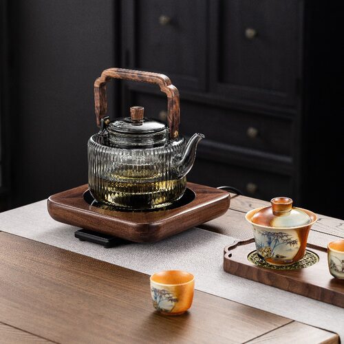 胡桃木电陶炉煮茶家用煮茶器煮茶炉小型电磁炉烧水养生壶泡茶电炉