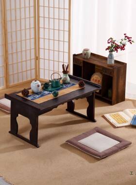 榻榻米茶几矮木实家用桌茶桌几小炕桌折叠飘窗桌阳台桌子小OYQ茶