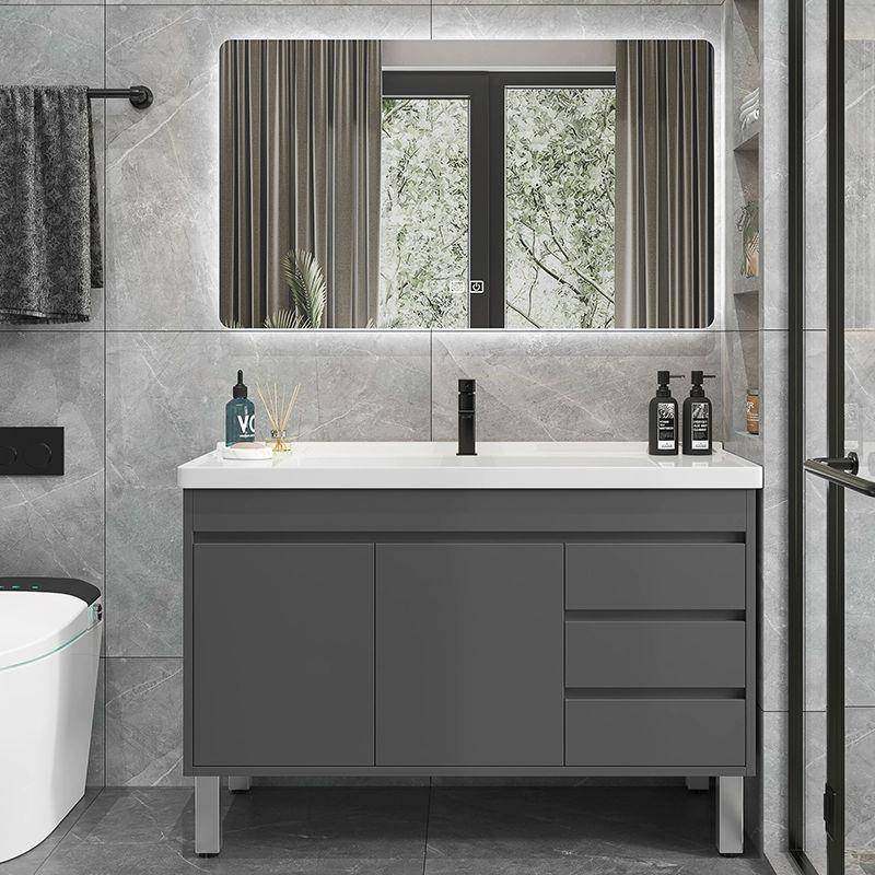 盆实落地式陶瓷一体浴室柜组木合洗脸洗手池卫间镜生柜洗4漱台盆