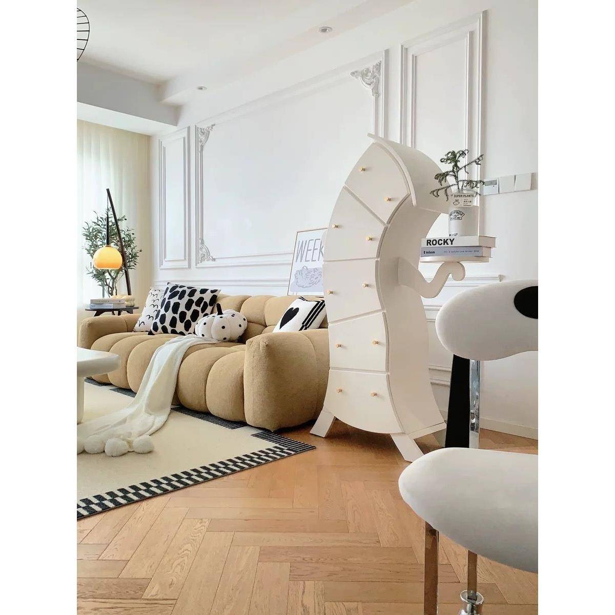 轻奢中古厅叉腰机器卧室斗柜物储柜沙发侧边实木客CDJ五斗人柜恩