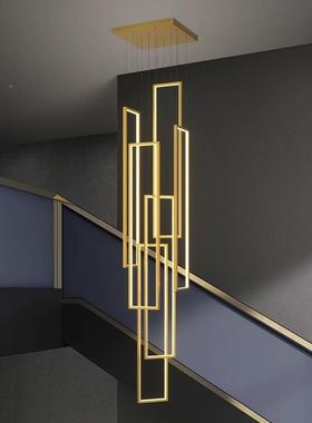 楼梯吊灯现简约别26424墅复式楼长空l代oft旋转中楼梯间极简超方