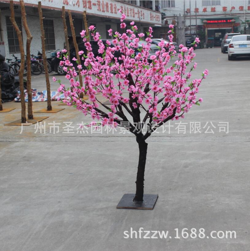 厂家直销仿真桃花树室内假桃花树人造阻燃绢布假花婚庆装饰仿真树