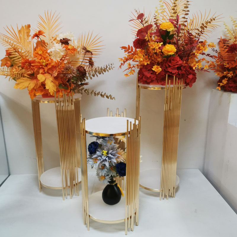 婚庆路引甜品台电镀金色花器