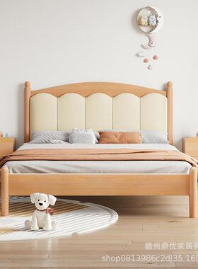 现代简约榉木实床卧1.801#双人床主15米.软木包床1.2米小户型单人