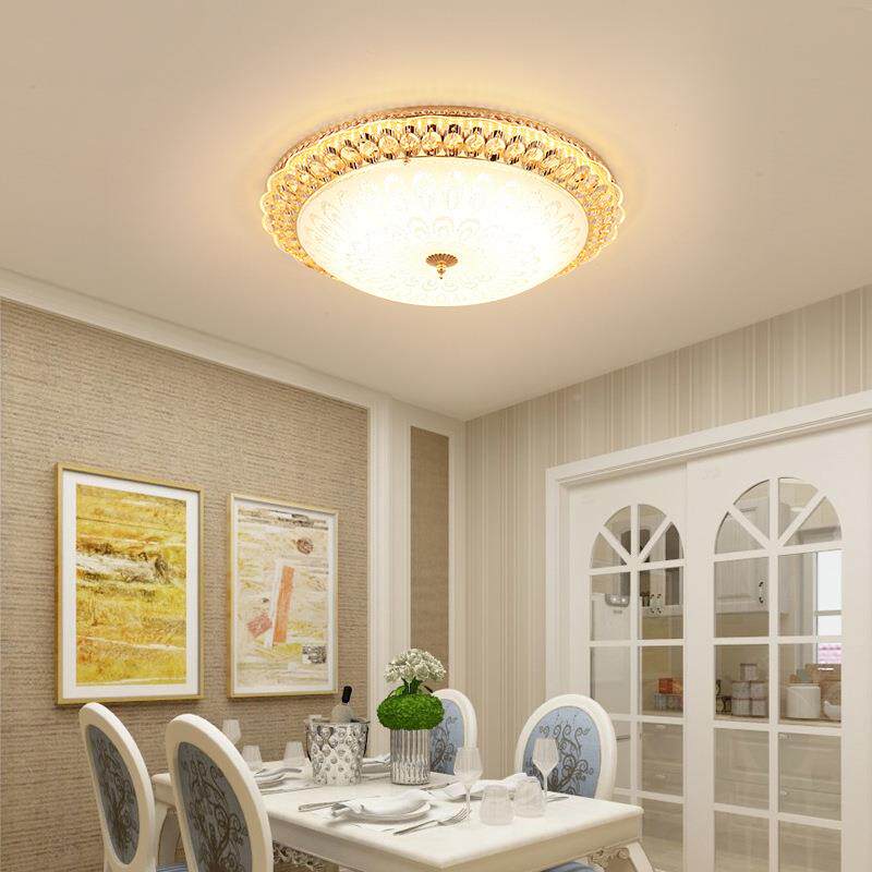 欧s%led卧室吸顶灯式温馨6868圆形简水客晶厅灯约餐厅阳台房间灯