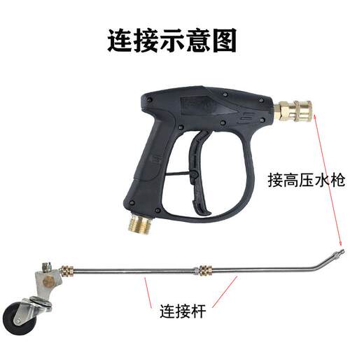 高压清洗机4汽车扫底盘清洗器3cm路2面刷JF-16水帚1/4快速连接孔