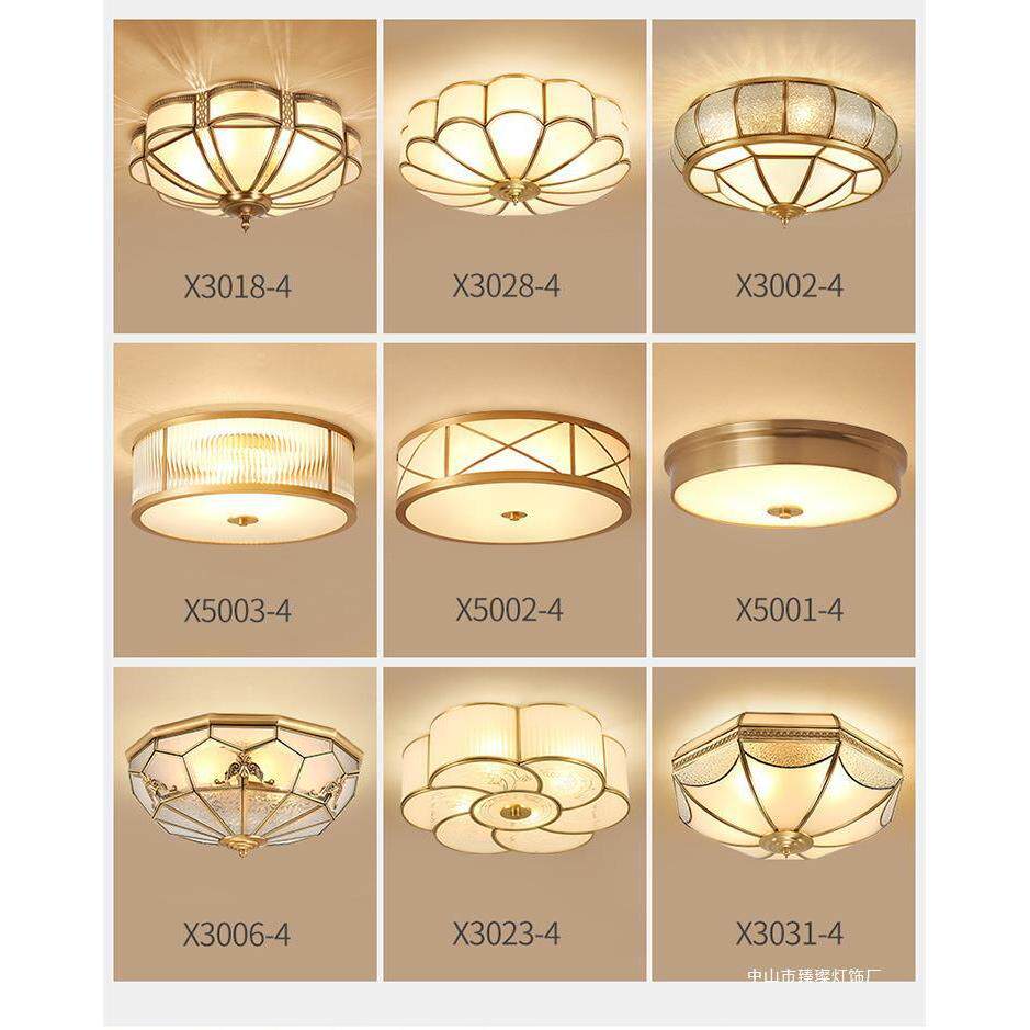 美式全间铜吸顶灯X5010le圆形家d用客厅简约现灯代卧室房灯具跨境