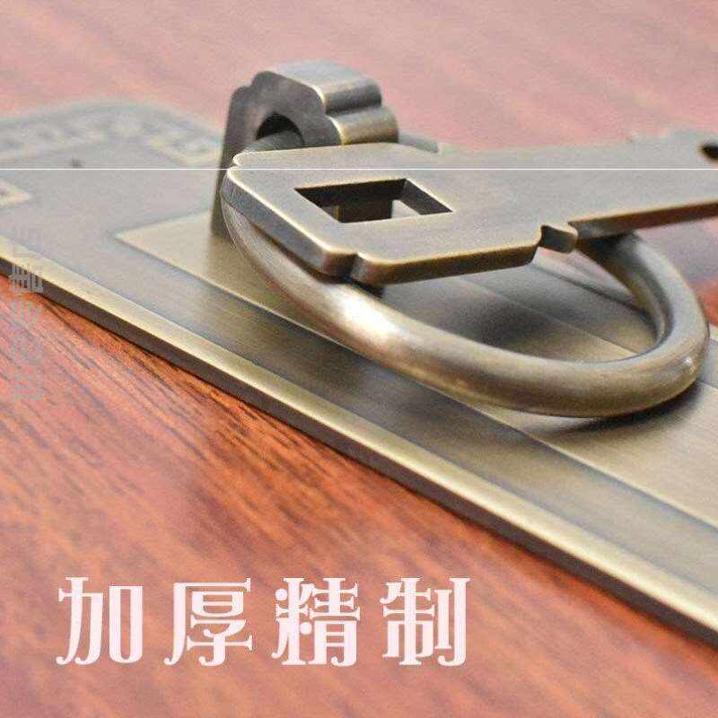 纯铜拉手中式仿古实木门把手老式全铜柜门M拉环挂锁长条搭扣锁扣