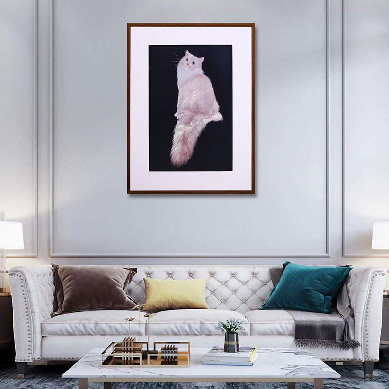 手工錾刻优雅萌萌猫 p现代简约美式装饰画客厅卧室沙发玄关铜雕画