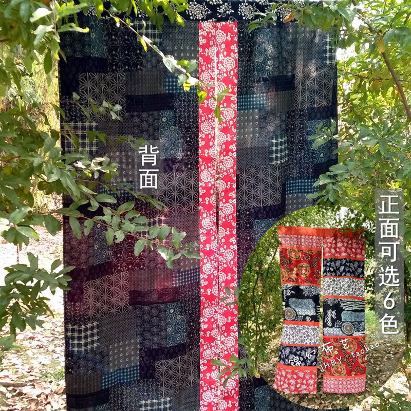 精品民族中国风手工蜡家用u隔断帘和风拼布靛蓝染布艺蓝印花分片