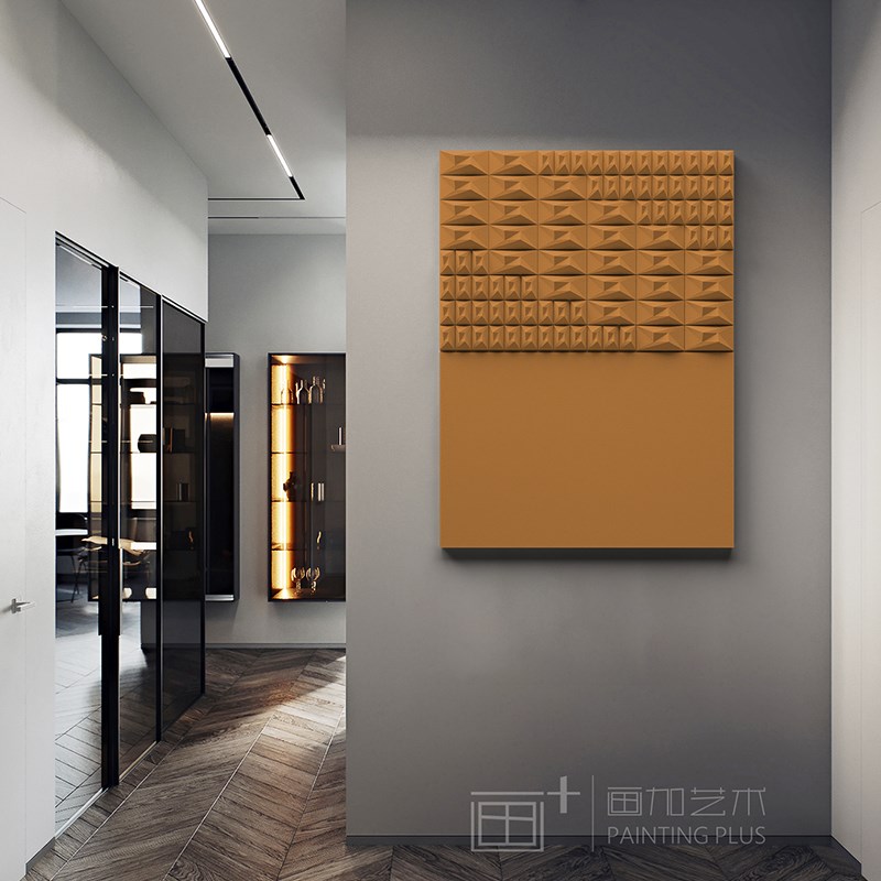 入户玄关抽象不规则梯形阵列立体木雕F装饰挂画客厅沙发背景墙壁