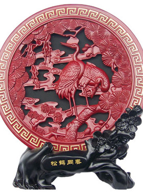 老人祝寿寿礼实用生日礼品家w装饰品送爷爷奶奶松鹤同春工艺品摆