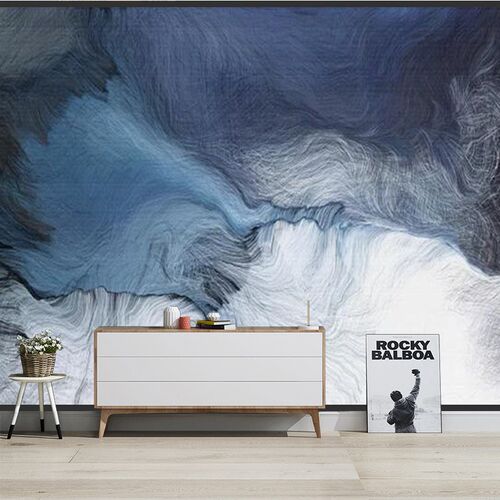 现代壁纸电视背景墙布北欧大气抽象线条客厅墙纸复式楼别墅8D壁画