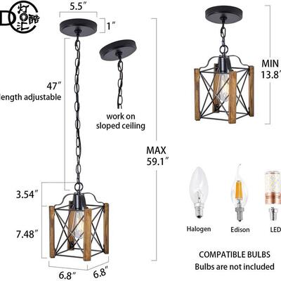 农玄舍吊灯实木乡工业风格厨房餐厅卧室走村DK8267廊关岛灯具