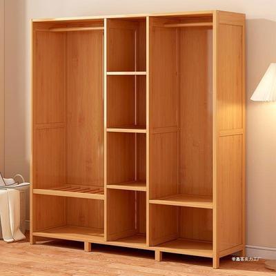 卧艺室家用简用易组装衣柜出租房RLB经济型布实木柜子结耐实竹挂