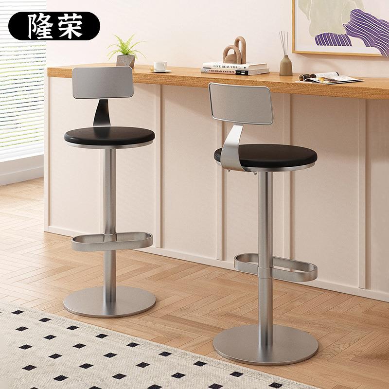 现代简吧台椅家用设计师无品牌/约背高凳脚酒吧靠椅岛台实木坐凳