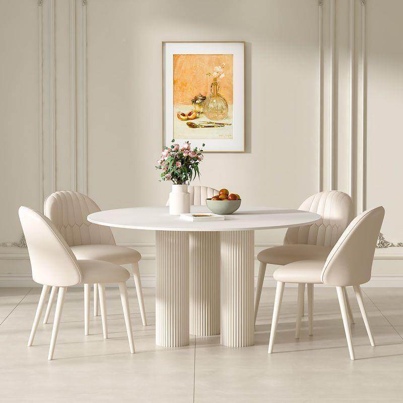 轻奢现极CHE代简约纯法式简网红餐桌白家用小户型奶风岩板油圆形,商业/办公家具,餐桌椅系列,淘宝优惠券,粉丝福利购,淘宝优惠卷