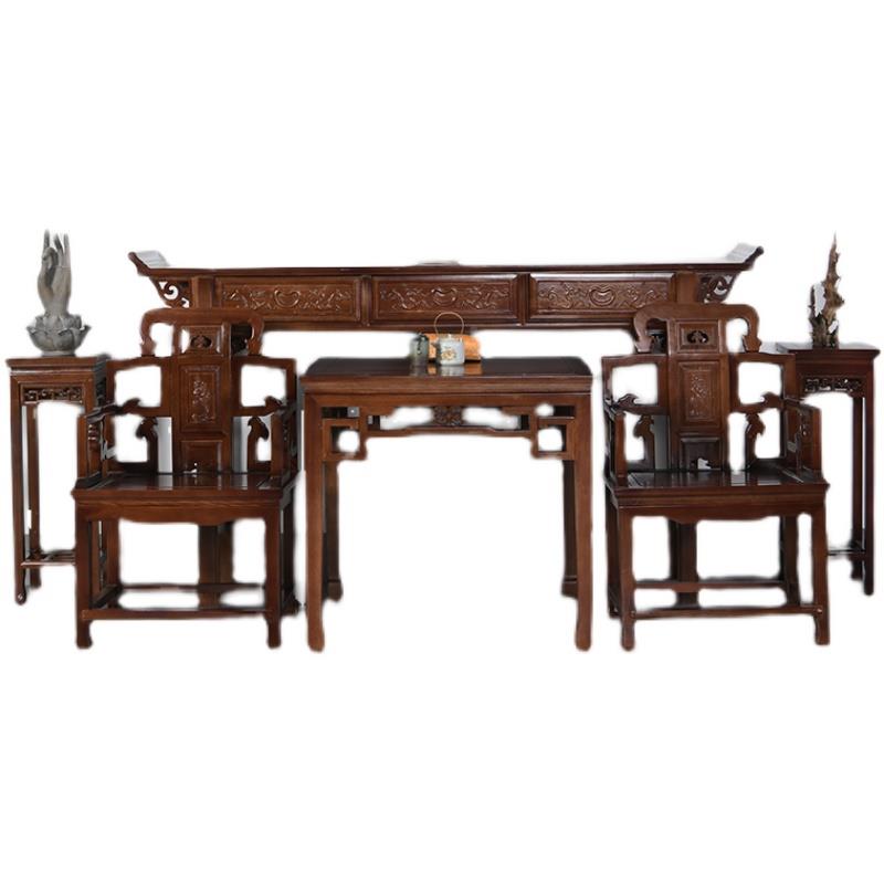 新中UVV式中堂供桌条条案木农村屋家具六件实堂套八仙桌神台几机