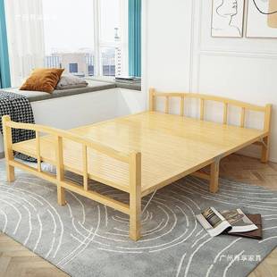 2午休固折叠双人床加厚加成人床单人竹子床出见详情租房1.米简易