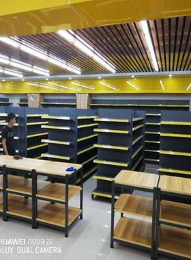 大型加厚加宽超市货货架单双面洞板白色靠灰墙DSA中间岛置洞物展