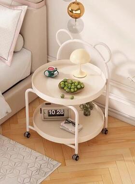 奶油头风小茶几可移动客厅沙发边角几轮迷你VWI滑茶桌简约卧室床