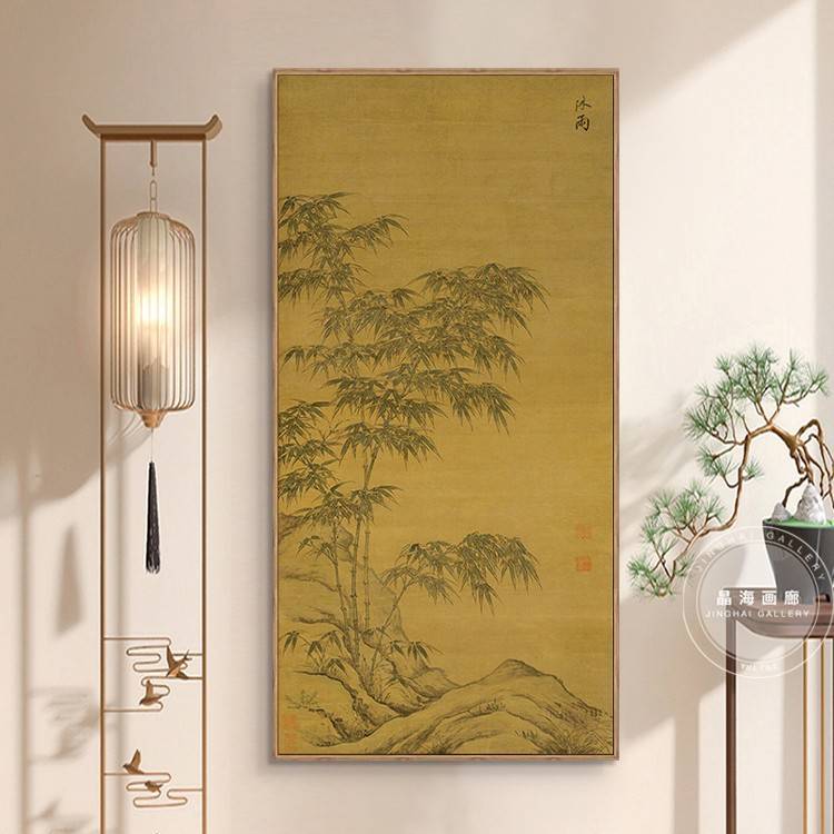 六鱼图》装饰挂画中式玄关入户正对门对墙客厅挂画走廊寓意好壁画图片