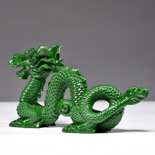 色木质五爪青龙摆件AJY实木补雕刻角木制客卧室生肖吉祥厅物工绿