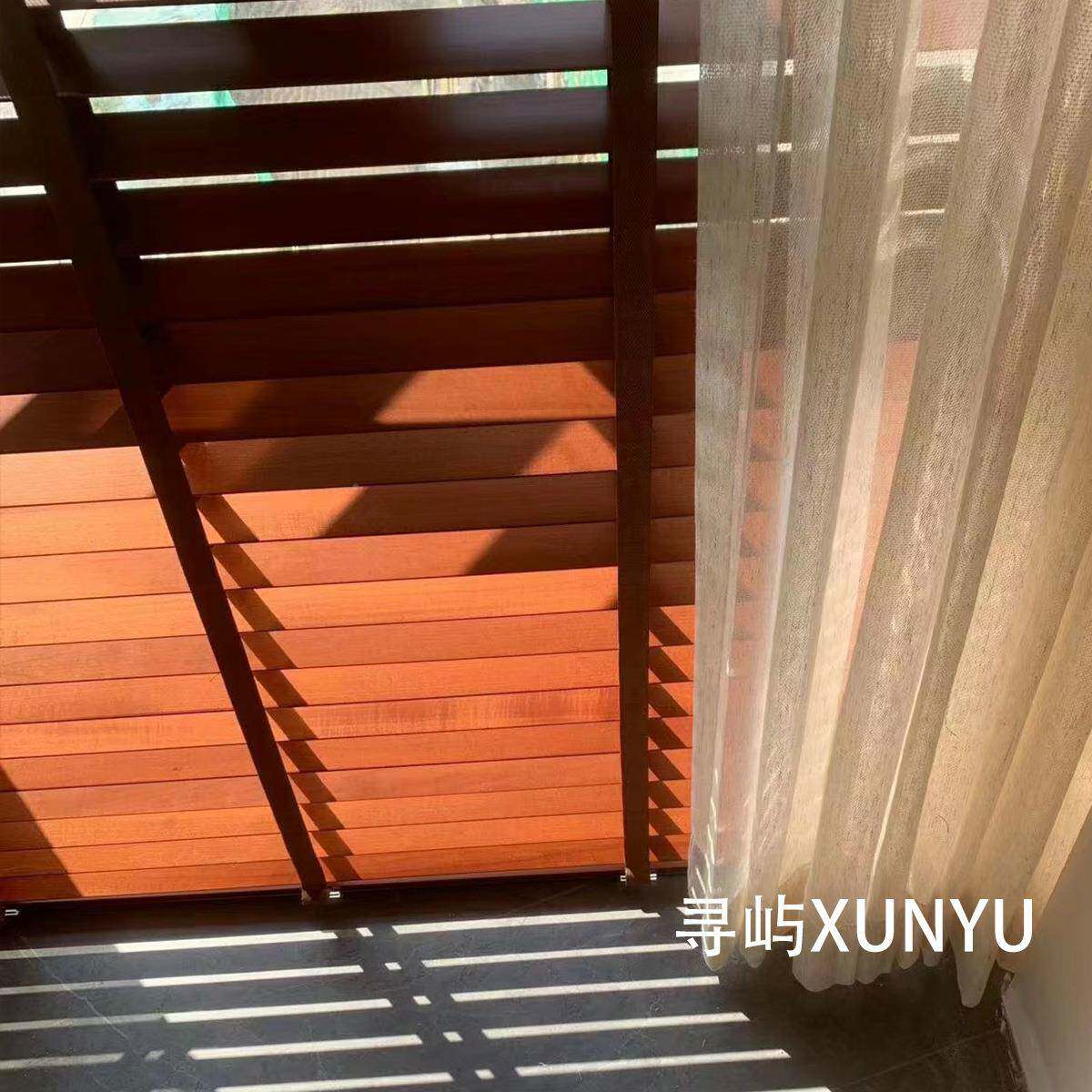 网红实木叶窗帘遮家用木质窗电帘新中式百日式书房遮XYMBY1光阳动