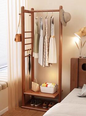 家用实木简易置架衣落地简卧室挂架UBV衣架客厅衣服约物衣帽架移