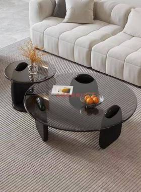 圆形茶客厅家用小户NDX型轻奢现简代玻茶桌约创意钢化璃几茶几桌