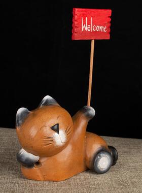 泰国工意摆艺品创爱儿XKV童可房猫咪件博古架酒柜装桌面饰品小猫