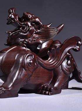 黑檀木貔貅摆件IEN雕关一家居客厅玄办公室装饰工对艺品店铺开业